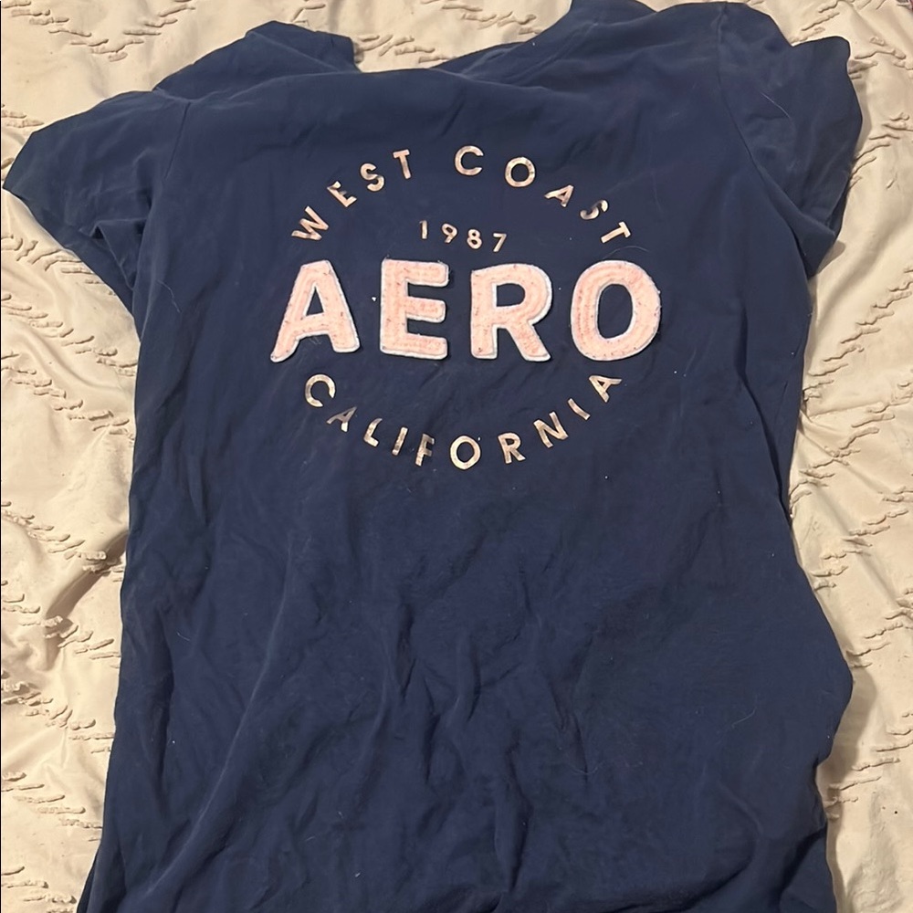 Aeropostale Navy Blue Tee with Pink Logo